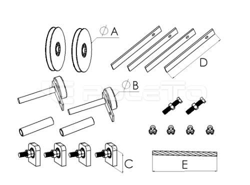 Kit para Portão Contrapeso com Pino e Mancais - Caixa 120mm