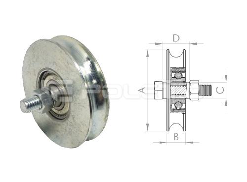 Roldana U Ferro 1/2" com parafuso - 1 rolamento (ZINCADA)