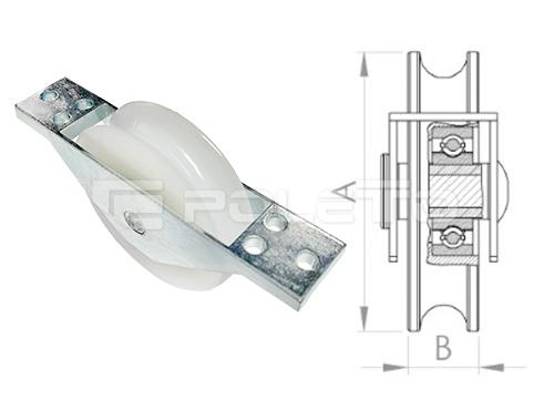 Roldana U Ferro 1/2" cx aberta zamac e rebite - NYLON (ZINCADA)