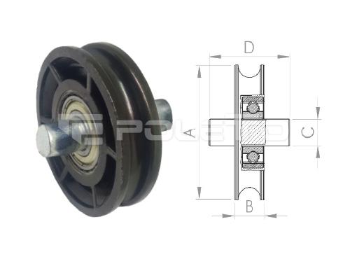 Roldana U Ferro 1/2" com pino - ZAMAC - 1 rol. (ZINCADA PRETA)
