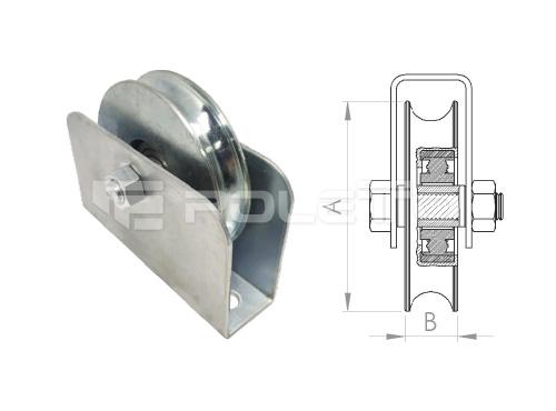 Roldana U Ferro 1/2" cx fechada c/ pa. - 2 rolamentos (ZINCADA)