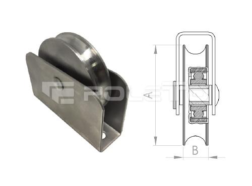 Roldana U Ferro 1/2" cx fechada rebite - 1 rolamento (POLIDA)