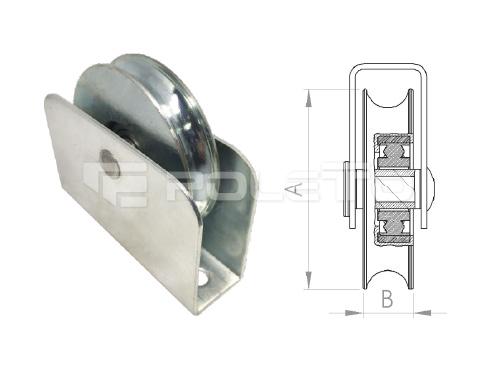 Roldana U Ferro 1/2" cx fechada rebite - 2 rolamentos (ZINCADA)