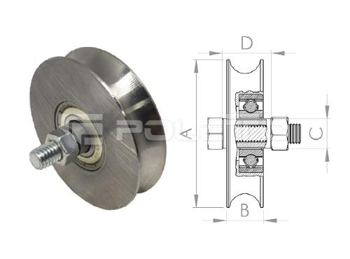 Roldana U Ferro 5/8" Aço - com parafuso - 2 rolamentos (POLIDA)