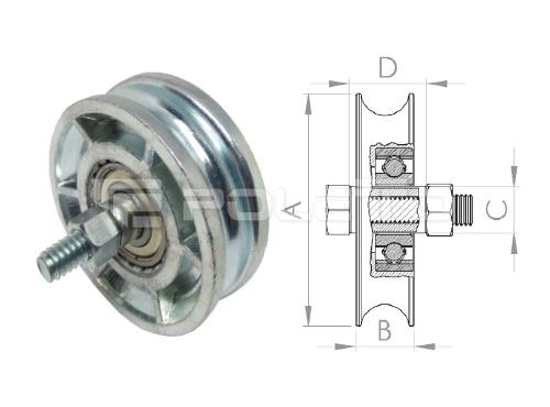 Roldana U Ferro 5/8" ZAMAC - com pa. - 1 rolamento (ZINCADA)
