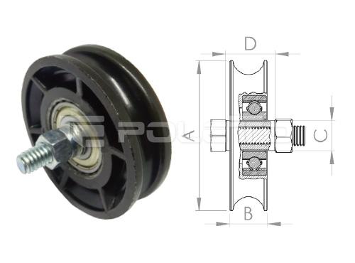 Roldana U Ferro 5/8" ZAMAC - com pa. - 1 rol. (ZINCADA PRETA)