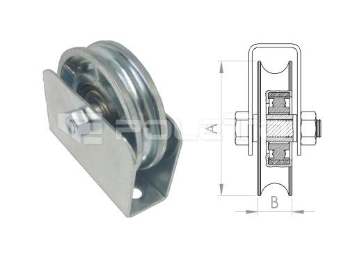 Roldana U Ferro 5/8" - ZAMAC - Cx Fechada com pa. - 1 rolamento