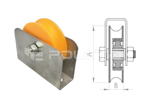 Roldana U Ferro 5/8" Cx Fechada com pa. - 1 rolamento (NYLON)