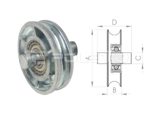 Roldana U Ferro 5/8" com pino - ZAMAC - 1 rolamento (ZINCADA)