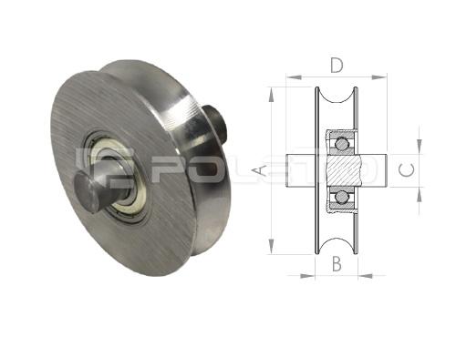 Roldana U Ferro 5/8" com pino - Aço - 2 rolamentos (POLIDA)