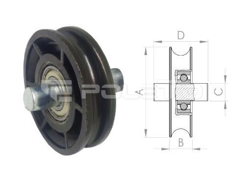Roldana U Ferro 5/8" com pino - ZAMAC - 1 rol. (ZINCADA PRETA)