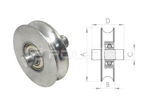 Roldana U Ferro 5/8" com pino - Aço - 2 rolamentos (ZINCADA)