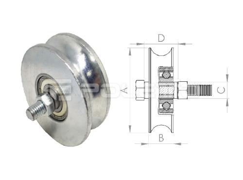 Roldana U Ferro 3/4" - Parafuso - 1 Rolamento (ZINCADA)