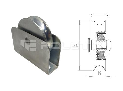 Roldana U Ferro 5/8" cx fechada c/ rebite - 2 rol (ZINCADA)