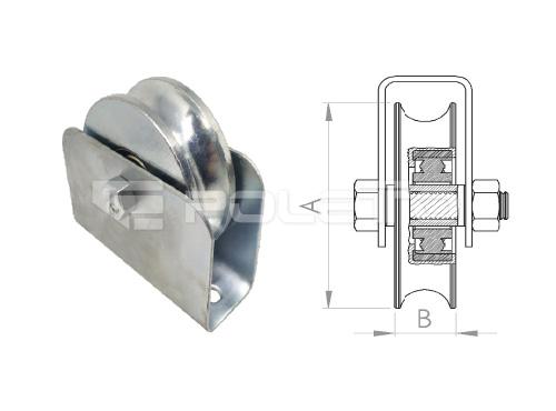 Roldana U Ferro 3/4" cx fechada parafuso - 1 rolamento (ZINCADA)
