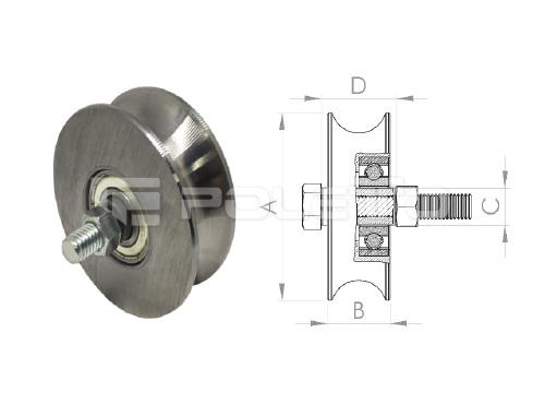 Roldana U Ferro 7/8" - Parafuso - 2 rolamentos (POLIDA)