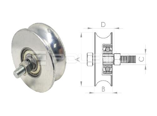 Roldana U Ferro 7/8" - Parafuso - 2 rolamentos (ZINCADA)