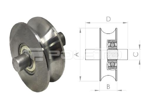 Roldana U Ferro 7/8" - Pino - 2 rolamentos (POLIDA)