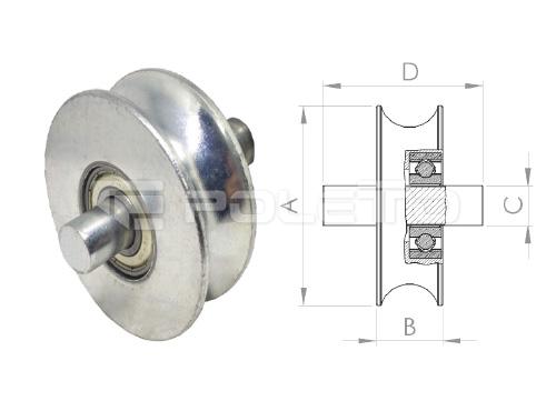 Roldana U Ferro 7/8" - Pino - 2 rolamentos (ZINCADA)