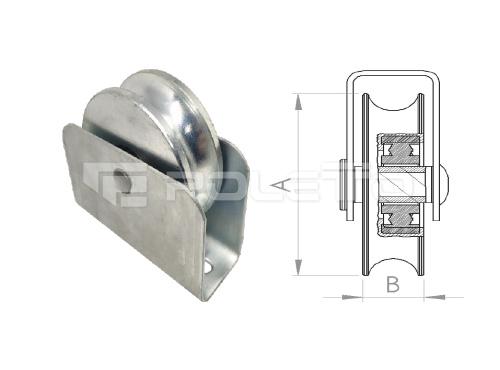 Roldana U Ferro 3/4" cx fechada rebitada - 2 rol. (ZINCADA)