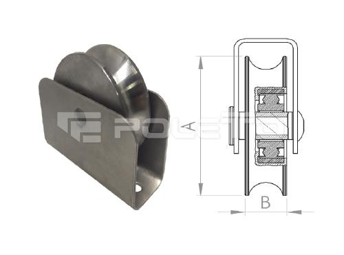 Roldana U Ferro 7/8" Cx Fechada rebitada - 1 rolamento (POLIDA)