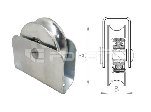 Roldana U Ferro 7/8" Cx Fechada rebitada - 1 rolamento (ZINCADA)