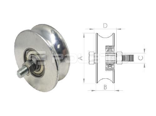 Roldana U Tubo 1/2" - parafuso - 1 rolamento (ZINCADA)