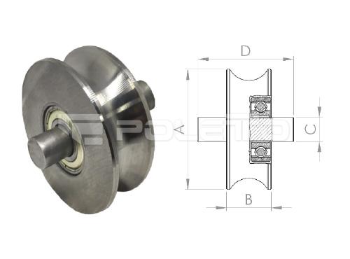 Roldana U Tubo 1/2" - pino - 1 rolamento (POLIDA)