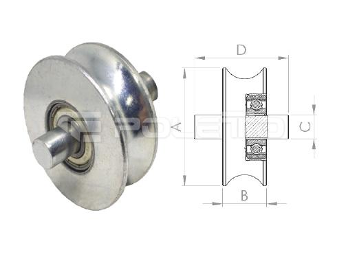 Roldana U Tubo 1/2" - pino - 1 rolamento (ZINCADA)