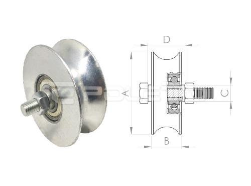 Roldana U Tubo 3/4" - parafuso - 2 rolamentos (ZINCADA)