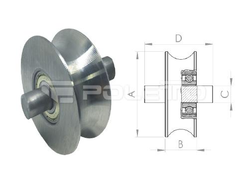 Roldana U Tubo 3/4" - pino - 2 rolamentos (POLIDA)