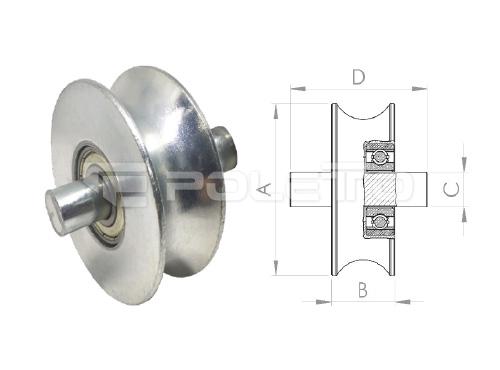 Roldana U Tubo 3/4" - pino - 2 rolamentos (ZINCADA)