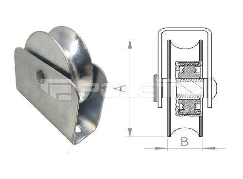 Roldana U Tubo 3/4" - Cx. fechada - rebitada - 1 rol. (ZINCADA)