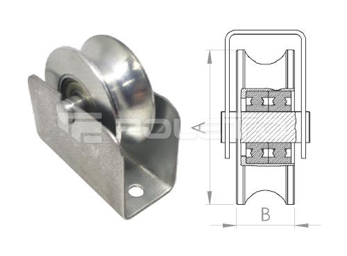 Roldana U Tubo 1/2" - Suporte Encaixado - 1 rolamento (ZINCADA)