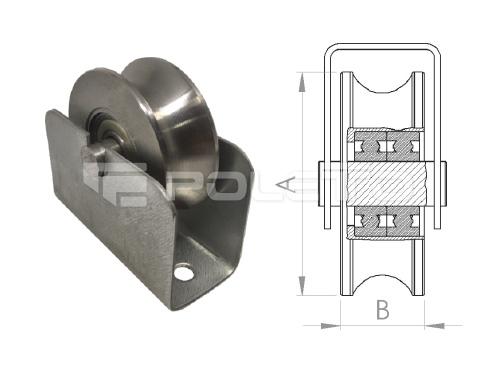 Roldana U Tubo 1/2" - Suporte Encaixado - 2 rolamentos (POLIDA)