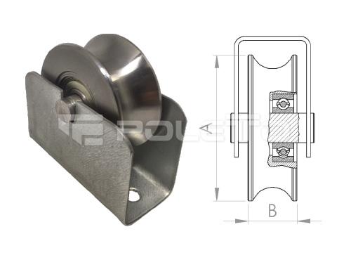 Roldana U Tubo 3/4" - Suporte Encaixado - 1 rolamento (POLIDA)