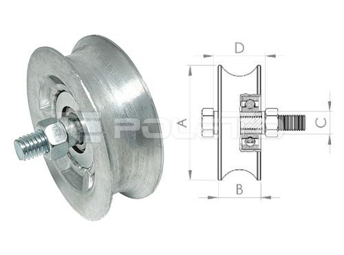 Roldana U Tubo 1/2" - parafuso - 1 rolamento (ZAMAC)